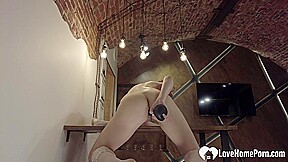 Wearing stockings while toying my juicy slit