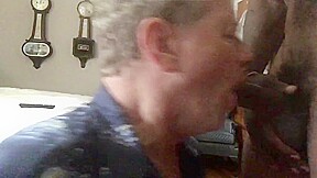 White trash fag sucks off a huge black cock