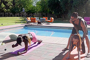 Yoga Asian And Black Ts Milfs In 3some Bareback Action 8 Min