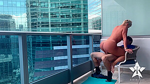 Young Stud Makes Horny Busty Cum On The Balcony - Kaden Kole And Hot Milf