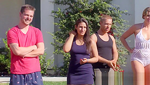 Young couples perform erotic scenes in the Red Orgy Room American swinger couples on national TV