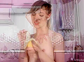Yuliya masturbates in her kitchen - WeAreHairy