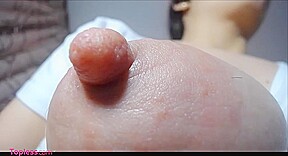 Zooming in on super Wet pussy and find hair on Tits
