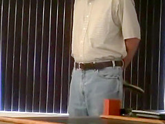 bend over the desk