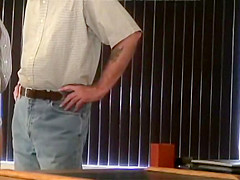 bend over the desk