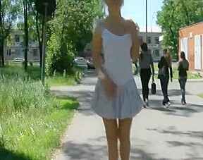 blonde girl - nude in public 2