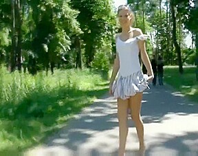 blonde girl - nude in public 2