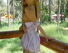 blonde girl - nude in public 2