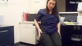busty masturbating at work