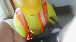 construction Step daddy feet, suck and fuck