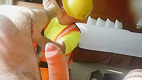 construction Step daddy feet, suck and fuck