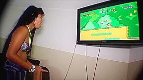 heather Deep playing super mario Step brother gets deepthroat throatpie