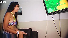 heather Deep playing super mario Step brother gets deepthroat throatpie