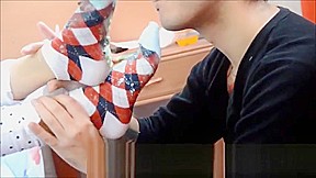 licking some messy feet and socks fetish foot
