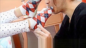 licking some messy feet and socks fetish foot