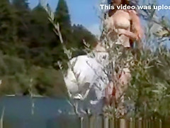 natural redhead getting off by river style micro mini bikini