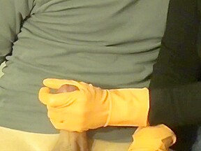 orange rubber glove