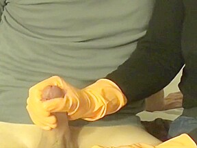 orange rubber glove