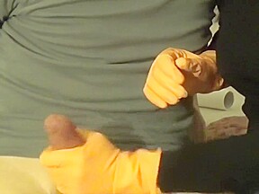 orange rubber glove