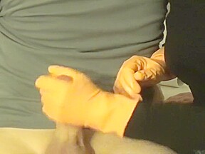 orange rubber glove