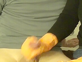 orange rubber glove