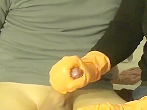 orange rubber glove