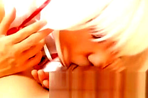 oriental Crossdresser Practice sucking penis