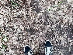 public masturbation by the train tracks with cumshot and pissing
