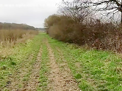 public masturbation by the train tracks with cumshot and pissing