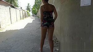 Сream pie on the legs Ыtreet with people and pool!