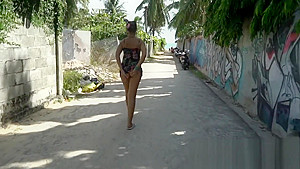 Сream pie on the legs Ыtreet with people and pool!