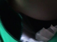 silky green dress downblouse on an hot Asian bit of pussy