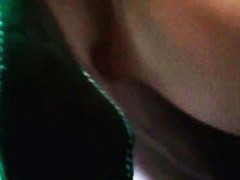 silky green dress downblouse on an hot Asian bit of pussy
