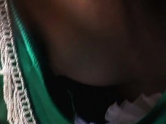silky green dress downblouse on an hot Asian bit of pussy