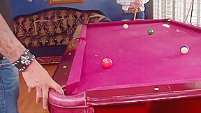teen 18+ Briana Blair doesn't know how to play snooker and loses a bet