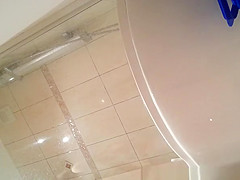 teen 18+ taking shower and drying her body